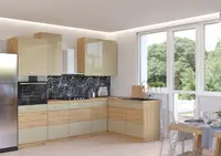 Rohová kuchyňská linka 275 x 140 cm Artisan 1 - Dub artisan + Cappucino lesk