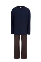 Dagi Dlhé pyžamo  námornícka modrá / tmavohnedá