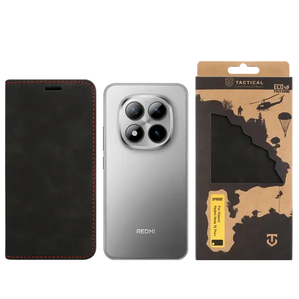 Flipové pouzdro Tactical Xproof pro Xiaomi Redmi Note 15 Pro+, černá