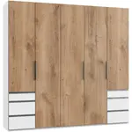 MID.YOU ŠATNÍ SKŘÍŇ S OTOČNÝMI DVEŘMI, bílá, barvy dubu, 250/236/58 cm