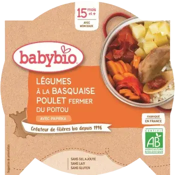 BABYBIO Menu zelenina s kuřecím masem a rýží 260 g