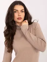 Dámské svetrové šaty v tmavě béžové barvě