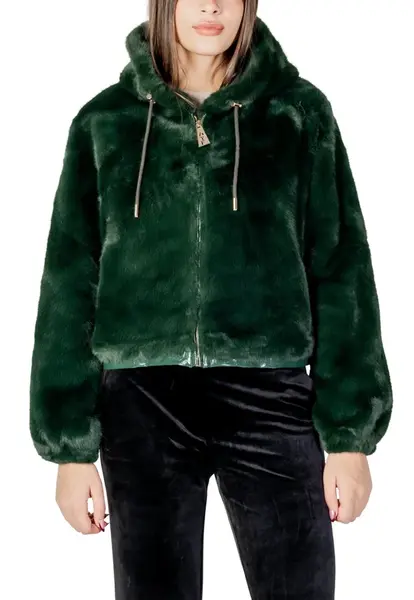 Zelená prošívaná bunda s kapucí