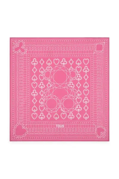Šátek s hedvábím Tous All In dámský, růžová barva, 2002202633