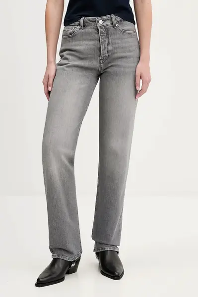 Džíny Tommy Jeans dámské, šedá barva, DW0DW22424