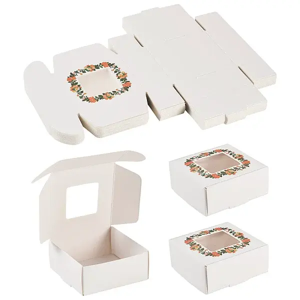 White Cardstock Flower Printed Paper Packaging Mailer Boxes