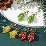 3 Pairs Christmas Bell Brass Dangle Stud Earrings