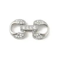 Brass Micro Pave Clear Cubic Zirconia Fold Over Clasps