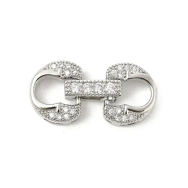 Brass Micro Pave Clear Cubic Zirconia Fold Over Clasps