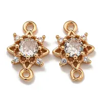 Brass Cubic Zirconia Star Connector Charms