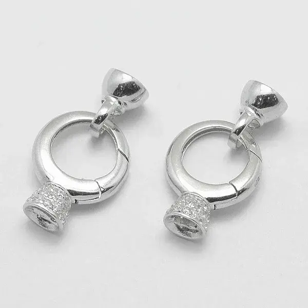 Anti-Tarnish Rhodium Plated 925 Sterling Silver Key Clasps