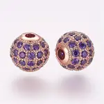 Brass Micro Pave Cubic Zirconia Beads