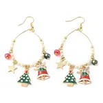 Brass Glass Christmas Tree Dangle Earrings