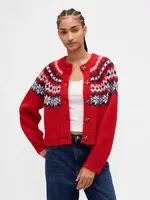 GAP Oversize Cardigan Fair Isle s vlnou
