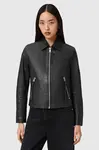 Kožená bunda AllSaints černá barva, přechodná, W057LD