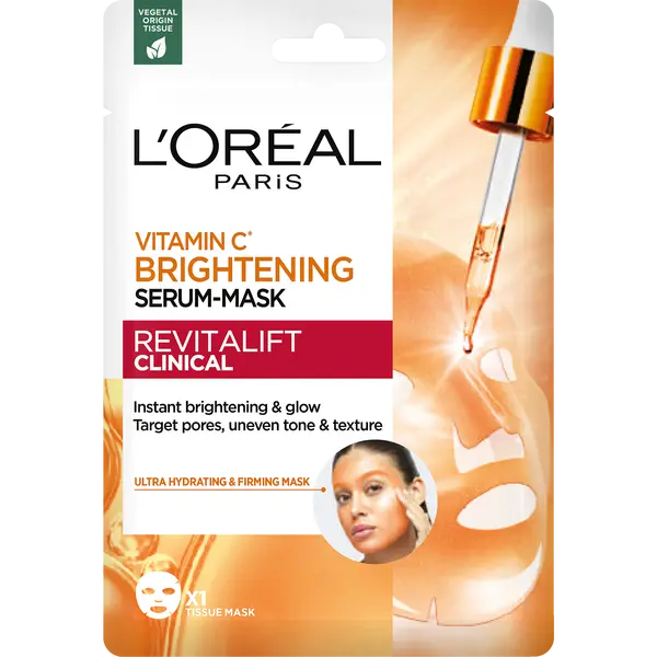 L'ORÉAL PARIS Revitalift Clinical rozjasňující pleťová maska s vitaminem C, 26 g