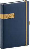NOTIQUE Denní diář Twill 2026, modro-zlatý, 15 x 21 cm