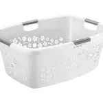 Koš na prádlo Flowers 50 l, bílý