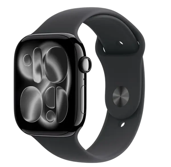 APPLE Watch 11 GPS 42mm klavírne čierny hliník - čierny športový remienok - S/M