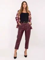 Bordové kalhoty z ekokůže