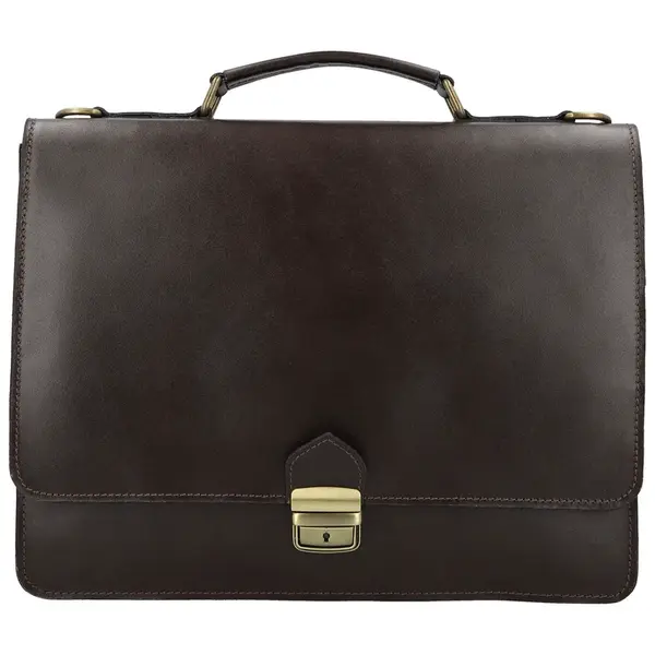 Pánská kožená aktovka tmavě hnědá - Delami Vera Pelle Stefo