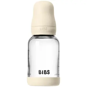 BIBS Baby Glass Bottle Silicone antikoliková láhev se silikonovým pítkem Ivory 120 ml