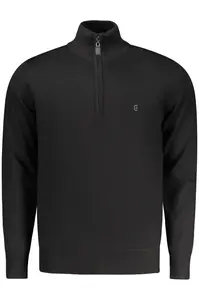 Pánský černý svetr s polovičním zipem