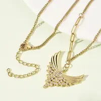 304 Stainless Steel Micro Pave Clear Cubic Zirconia Pendant Necklaces for Women