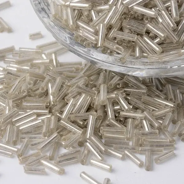 Transparent Colours Pearl Luster Plated Glass Bugle Beads