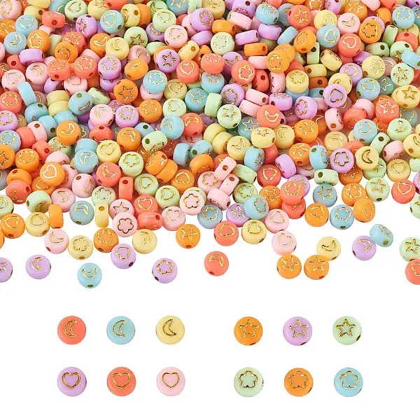 1000Pcs 4 Style Opaque Acrylic Beads