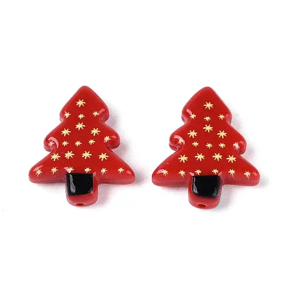Christmas Printed Opaque Resin Beads