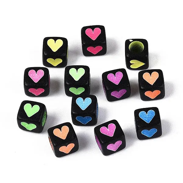 Fluorescent Color Plastic Cube Beads