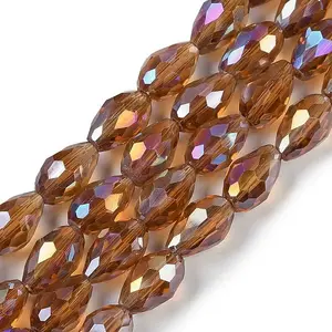 Transparent Electroplate Glass Beads Strands