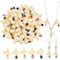 50Pcs Opaque Resin and Natural Mixed Stone Pendants