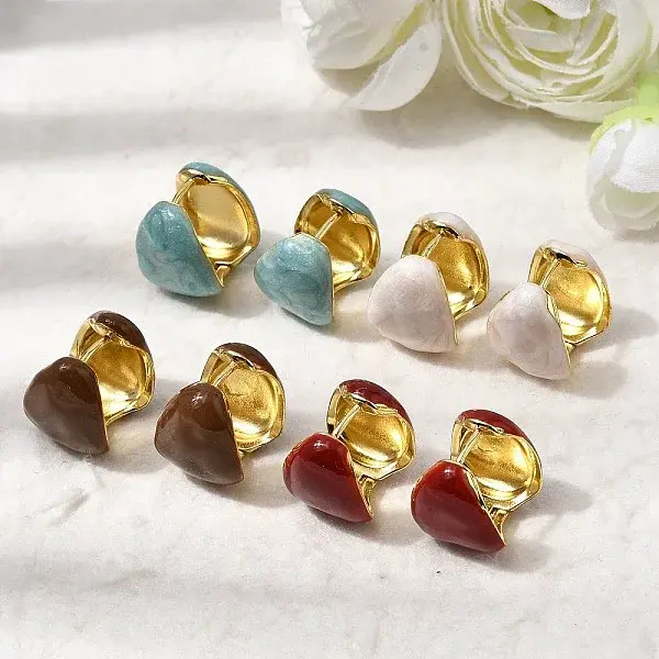 Brass Enamel Hoop Earrings