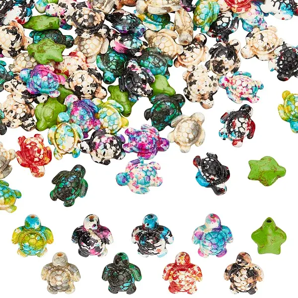 108Pcs 9 Colors Synthetic Turquoise Dyed Beads