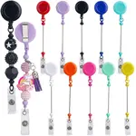 10Pcs 10 Colors Opaque Plastic Retractable & Beadable Badge Reel