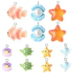24Pcs 7 Styles Marine Organism Resin Pendants