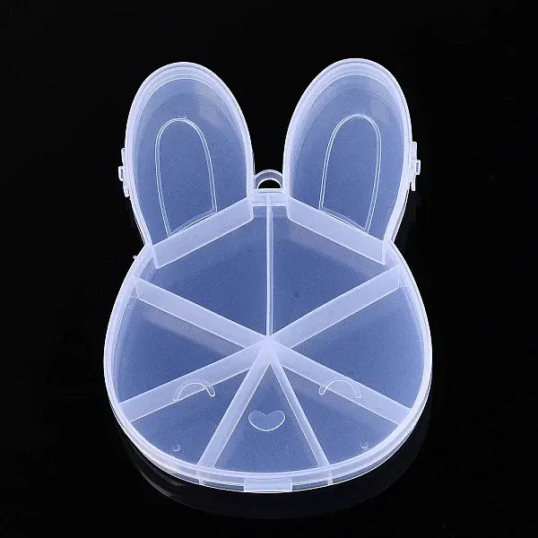 Easter Rabbit 9 Grids Plastic Bead Storage Containers with Hinged Lid