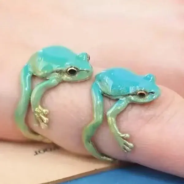 Frog Alloy Enamel Cuff Rings
