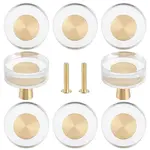 4Pcs Glass and Brass Cabinet Door Knobs