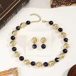 Alloy & Acrylic Round Necklaces & Stud Earring Sets for Women