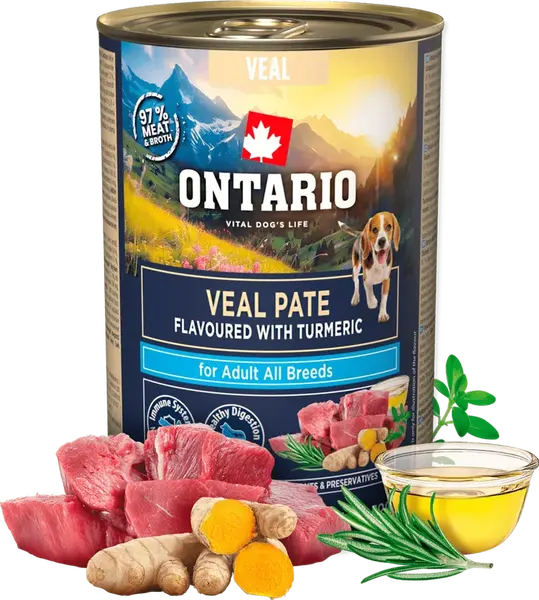 Konzerva Ontario Adult telecí pate s příchutí kurkumy 400g