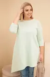Kesi Włoski Dámska sukňa Plus Size z viskózy s voľným strihom a dlhým rukávom mätová