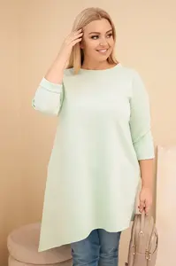 Kesi Włoski Dámska sukňa Plus Size z viskózy s voľným strihom a dlhým rukávom mätová
