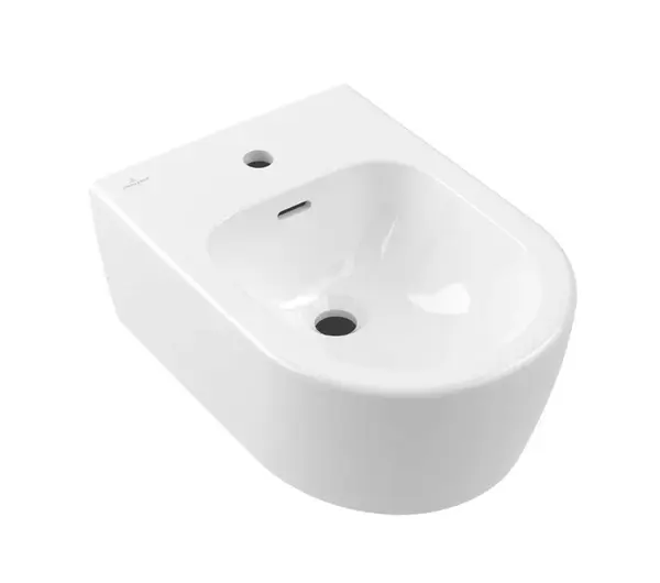 Villeroy & Boch Skyla - Závěsný bidet 530x370 mm, s přepadem, otvor pro baterii, CeramicPlus, alpská bílá 448200R1