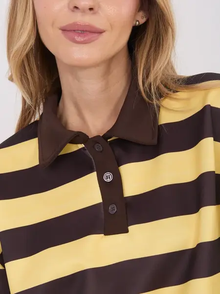 Žlutá pruhovaná halenka s límcem