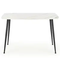 Stôl Marco 120x70 Sklo/Mdf/Oceľ – Biely/Čierna