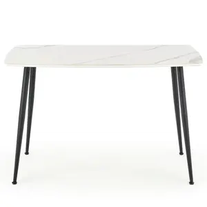 Stôl Marco 120x70 Sklo/Mdf/Oceľ – Biely/Čierna