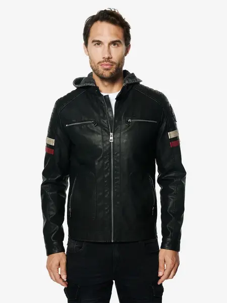 KOROSHI Prechodná bunda  bordová / čierna / šedobiela